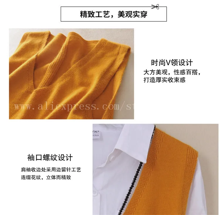 spring autumn pure wool sweater women vest sweater vest pocket female mid-length vest v-nect collar kimono jacket pullo