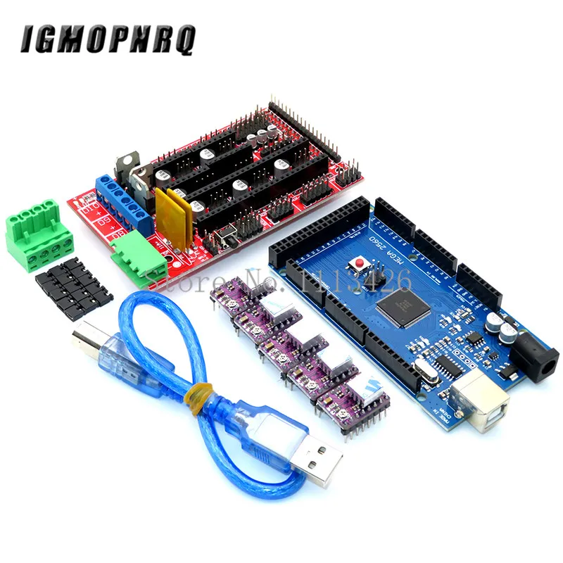 3D Printer kit 1pc Mega 2560 R3 + 1pc RAMPS 1.4 control panel+ 5pcs A4988/DRV8825 Stepper Motor Drive Carrier Reprap