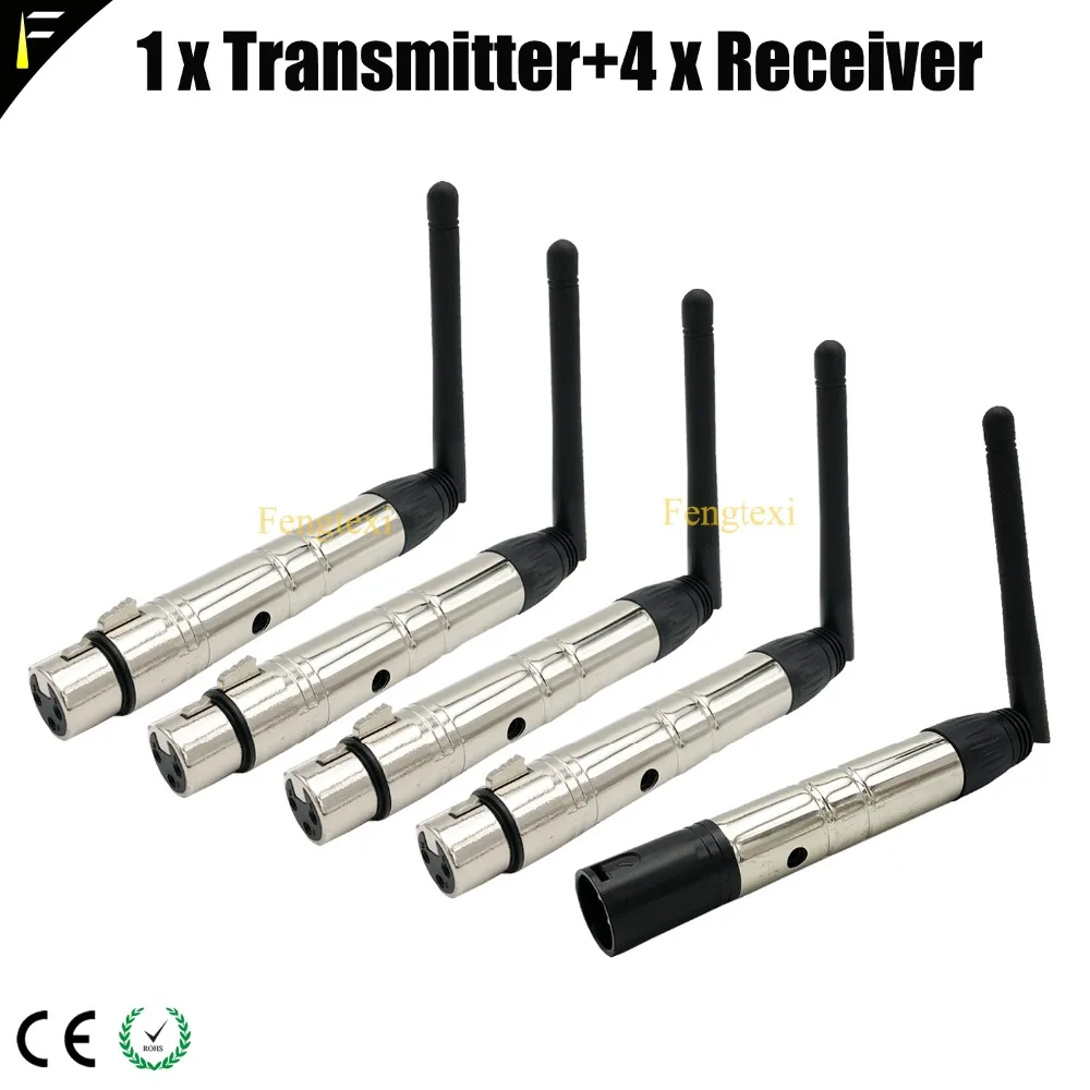 

2.4G Ism DMX512 Wireless Male&Female Antenna Transmitter Wireless Launcher with Dmx Receiver XLR-3 300M COntrol For Dj Light