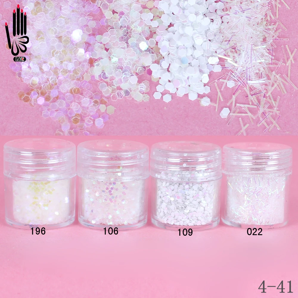 1 Jar/Box 10ml Nail 4 Multicoloured White Nail Glitter Hex Sequins Powder Paper For Nail Art Decoration Optional 300 Colors 4-41