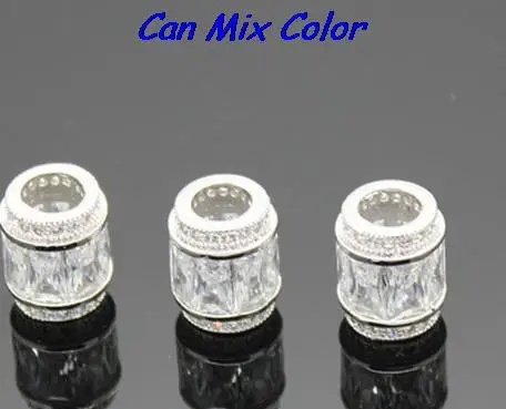 11mm * 9mm ustalenia Diamante cyrkon micro pave spacer ustalenia Boutique okrągły kształt koraliki wkładka mosiądz big hole bransoletka kryształ