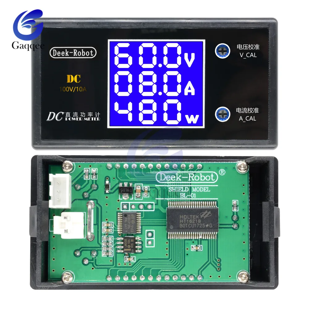 LCD Digital Voltmeter Ammeter Wattmeter Voltage Current Power Meter Volt Detector Tester Monitor 48V 60V 72V DC 0-100V 10A 1000W