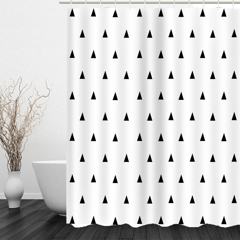 

3D Digital Printing Bathroom Curtain with Hooks Thickened Polyester Fiber Modern Concise Style