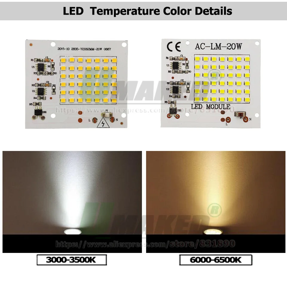 AC220V LED PCB 10W 20W 30W 50W 100W Floodlight Aluminum Plate White/Warm SMD2835 Smart IC Driver Module For Spotlight Lamps DIY