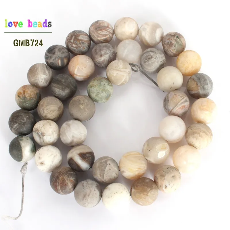 Natural Matte Round Stone Beads Bamboo Agates Round Loose Beads for Jewelry Making DIY Bracelets 15\'\' 4mm 6mm 8mm 10mm