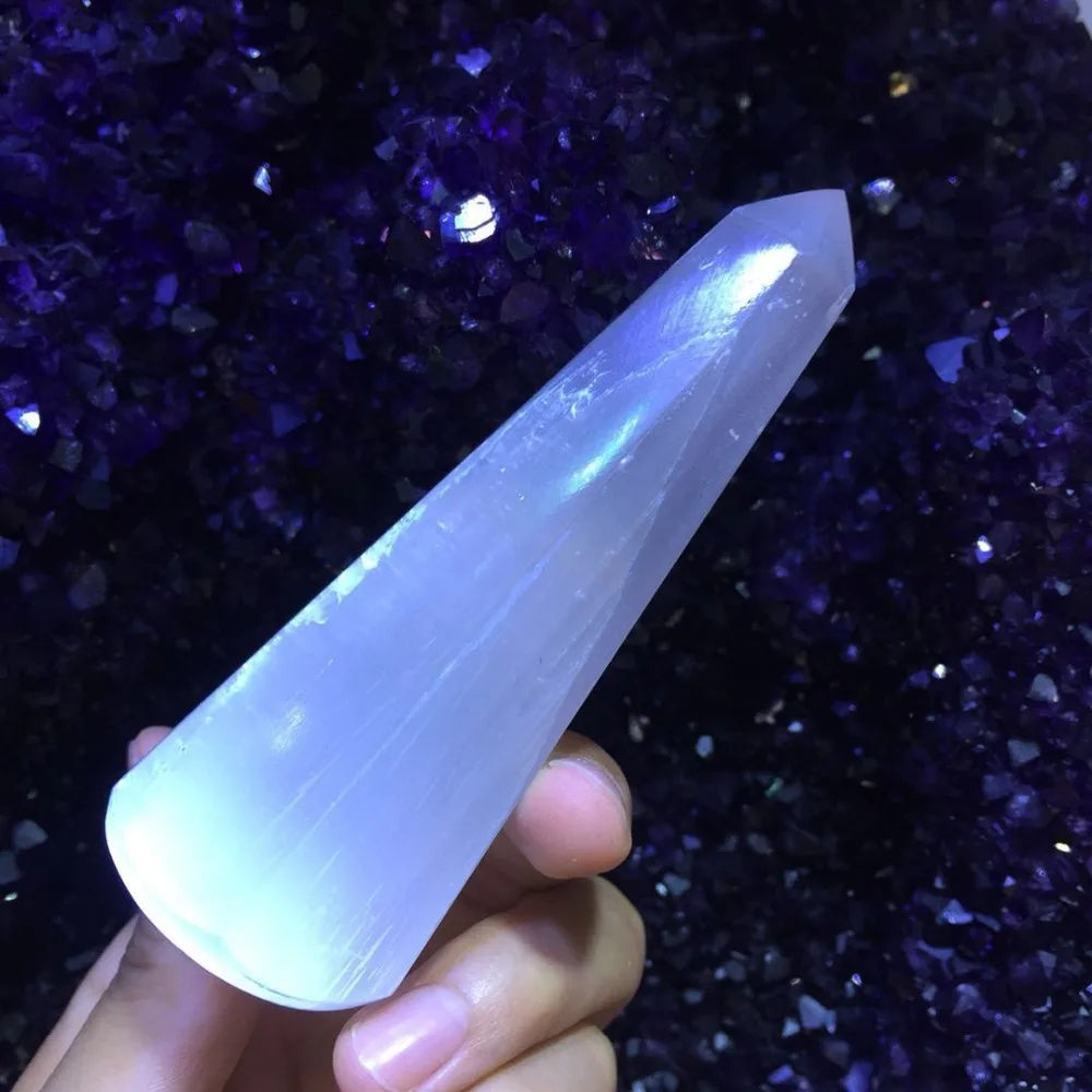 natural polished selenite Crystal gemstone tower point meditation reiki healing Mental Clarity selenite remove negative energy