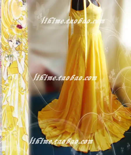 Princess Minako Aino gold Dress Cosplay Costume gold dress for party