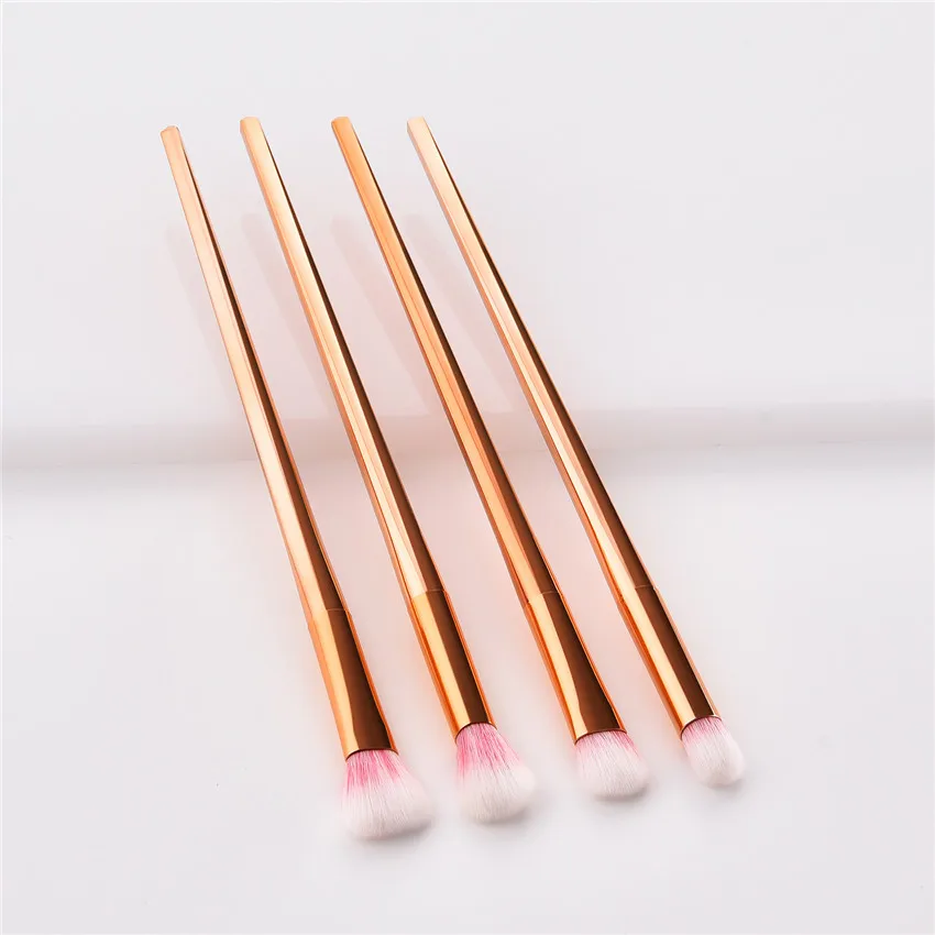 SAIANTTH 4pcs rose gold long tube makeup brushes set eyebrow eyeshadow eyeliner lip pincel maquiagem women eyes beauty brush kit