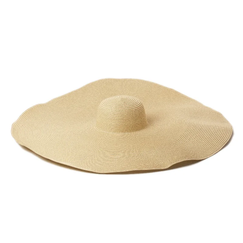 Elegant 30cm Large Floppy Paper Straw Hat Sun Hats for Women Ladies Beige khaki Black Huge Wide Brim Derby Hat Anti-UV Beach Hat