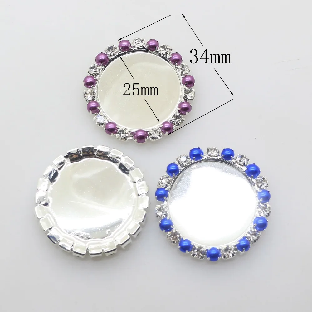 Nowy 10 sztuk/partia wewnętrzny rozmiar 25mm srebrny dla 9 kolorowe perły Rhinestone przycisk Flatback DIY cap taca ustawienie klucz pokrywy pokrywy