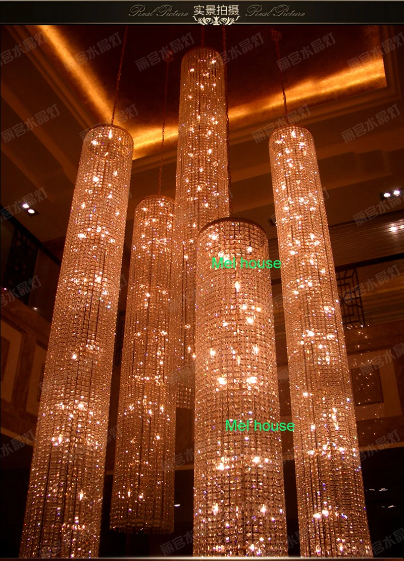 Large Long Crystal Chandelier Light lampada led Fixtures Hotel Crystal Lighting Lamp for Project Hallway Staircase chandeliers