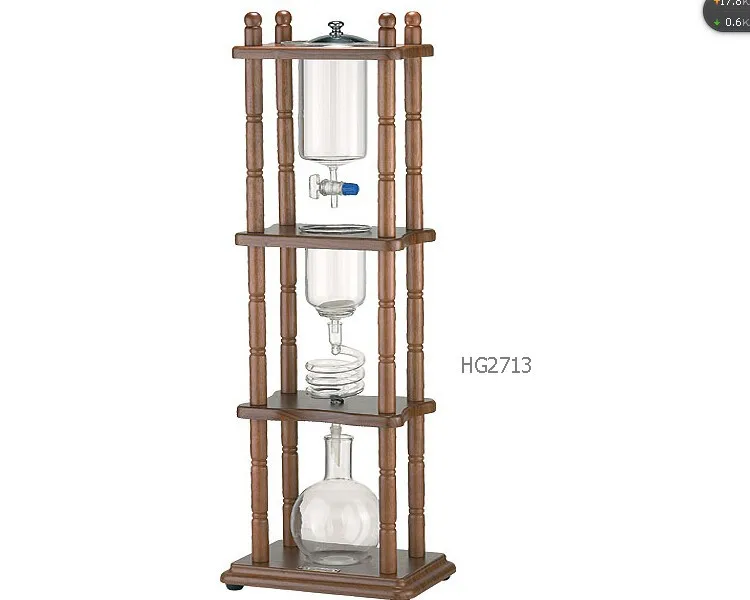 Tiamo water drip coffee maker/cold brew drip coffee maker/holland cold drip coffee maker/cold drip tower 5-8cup wood rack