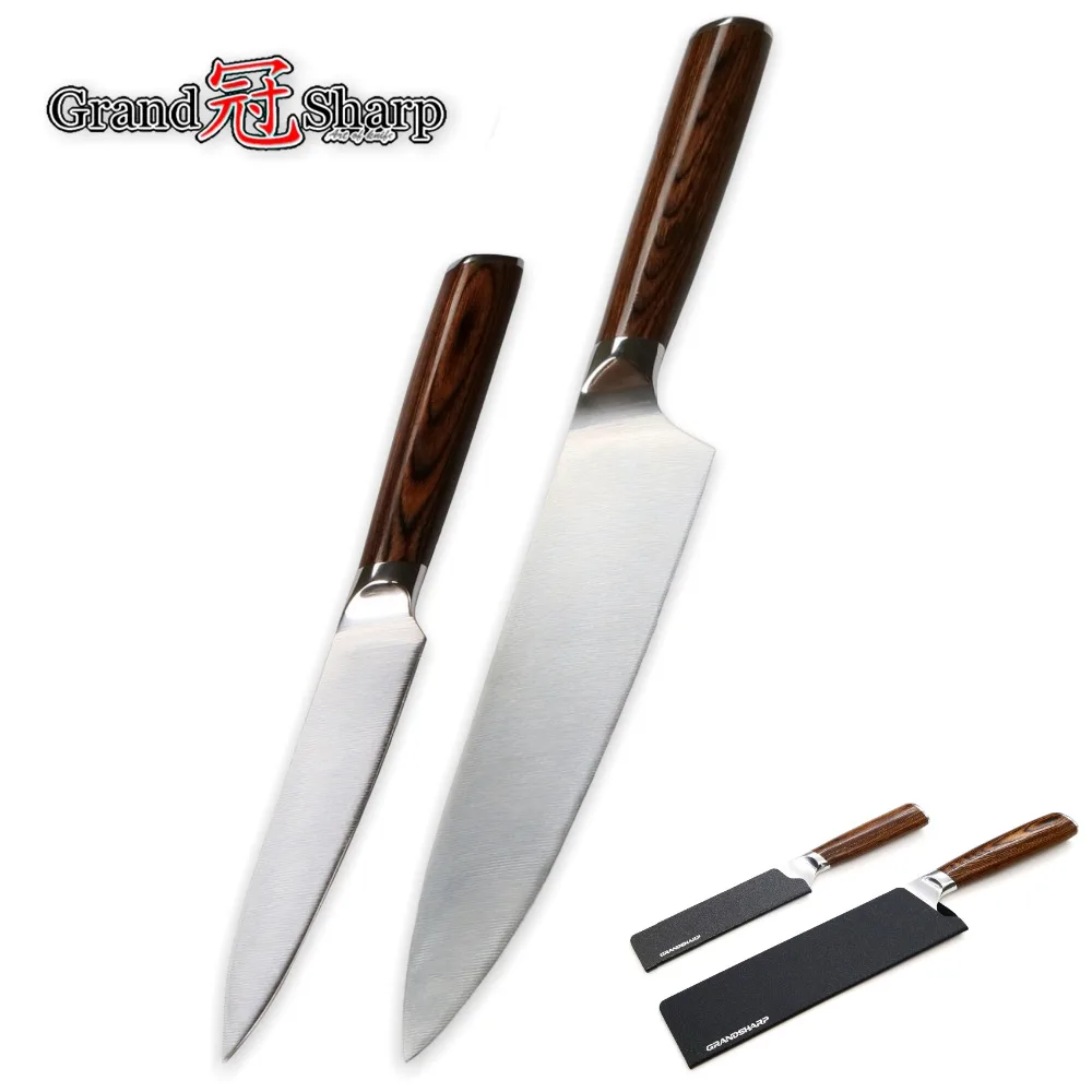 Knife Set 2-Piece Chef Utility Knife Molybdenum Vanadium German Steel DIN1.4116 Kitchen Knives High Quality Professional Tools