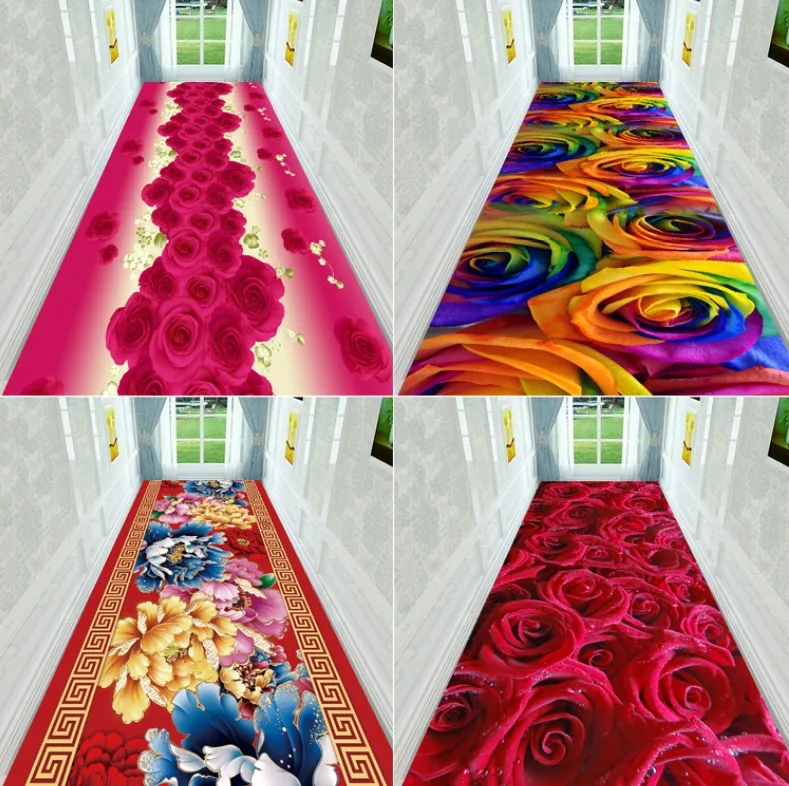 100*200cm Customized 3D Floral Plant Hallway Carpet Pastoral Rugs Corridor Floor Mat Soft Aisle Stairs Anti-slip Long Runner Mat