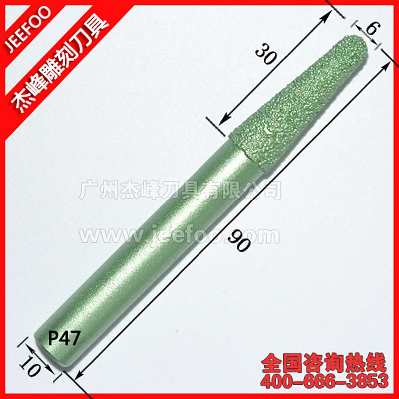 P47-10*6*30mm Tapered Ball Nose End Mill Stone  Engraving CNC Tools