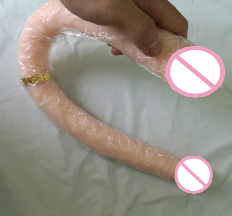 57cm super long soft flexible double dong head dildo flesh color realistic penis artificial double ended dildos lesbian sex toy