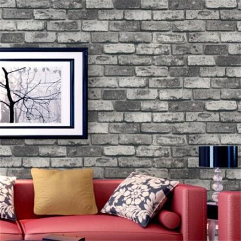 beibehang Roll Dark Grey Realistic Real Look Brick/Stone Vinyl Textured Background 3d Wallpaper papel de parede papier peint