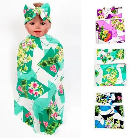 

1 SET Kids Girl Floral Hairband Turban Bowknot turban Headband Swaddle & headwrap Hospital Swaddled Set