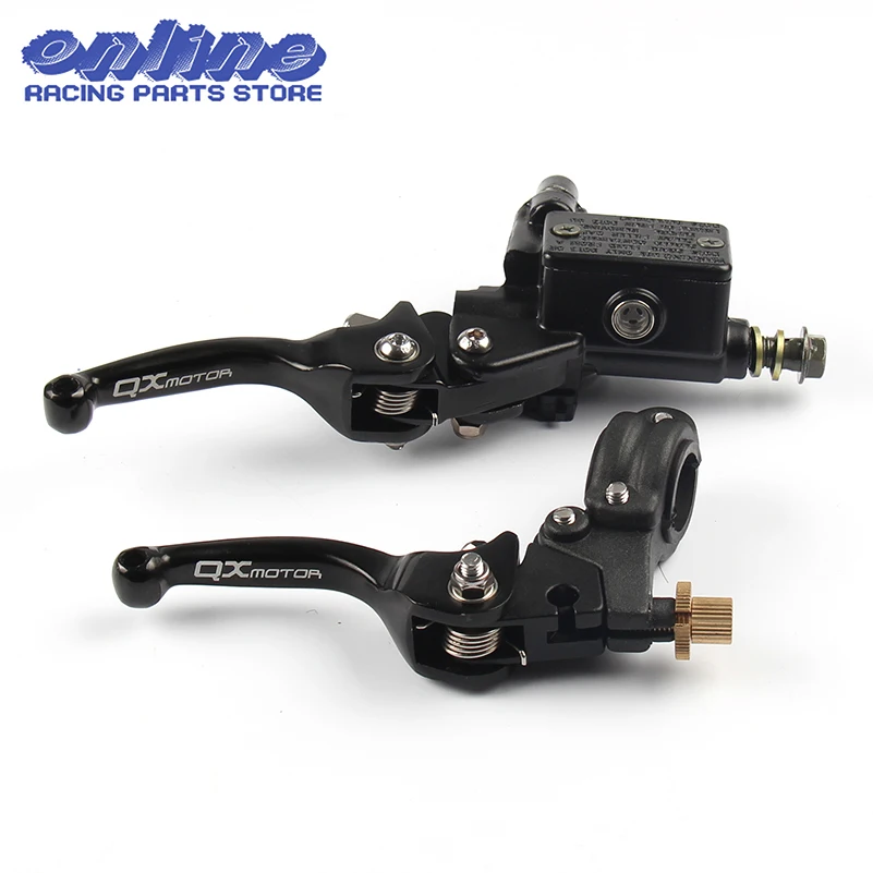 Black QXMOTOR Logo CNC folding brake lever clutch Lever with front pump Fit Most CRF KLX YZF RMZ Motorcycle Dirt Bike Motorcross