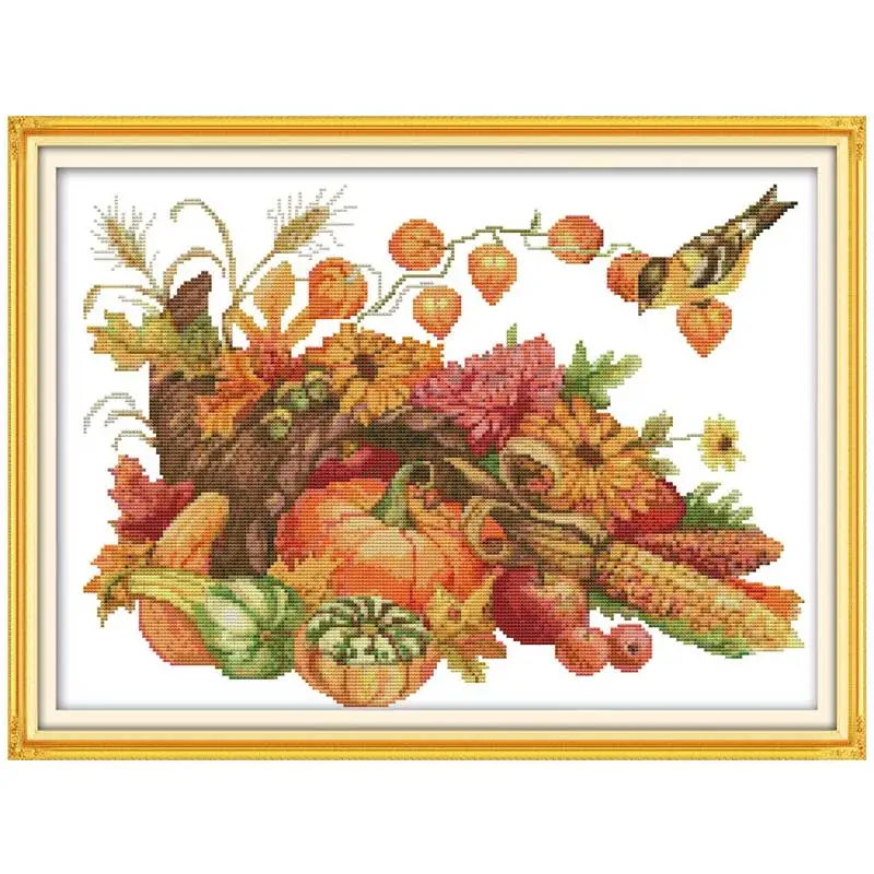 The Harvest of Autumn Patterns Counted Cross Stitch Set DIY 11CT 14CT 16CT Stamped DMC Cross-stitch Kit Embroidery Needlework