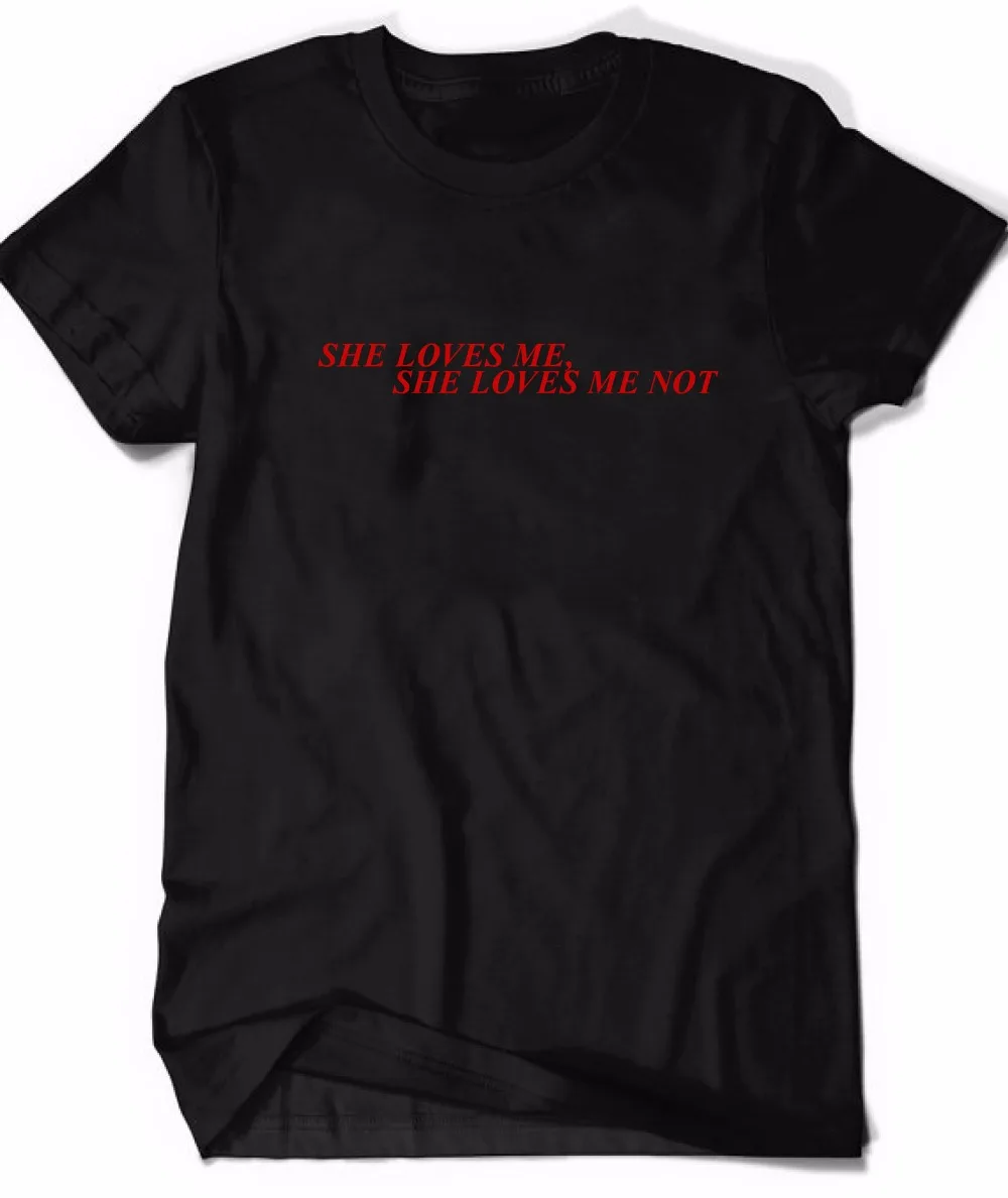 BKLD-Camiseta Harajuku para mujer, ropa informal de manga corta, SHE LOVES ME NOT, 2024