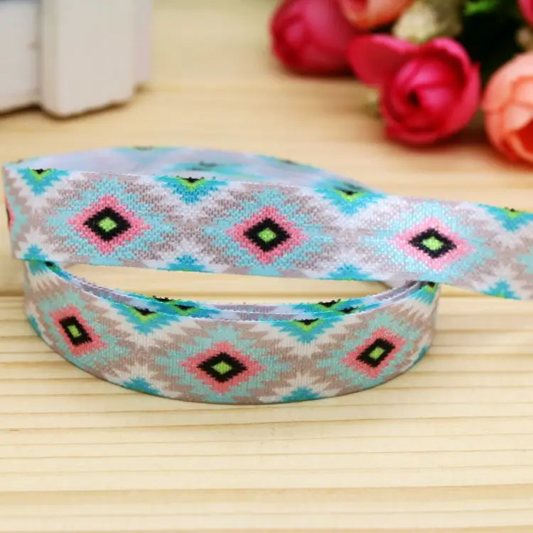 DHK 5/8'' 5yards Fold Elastic FOE aztec printed headband headwear hairband diy decoration OEM Wholesale C426