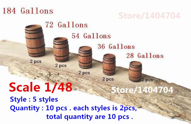 NIDALE model Scale 1/48 Classical ancient ship model decorations kits wooden brandy casks / Barrel / buckets 5 styles 10 pcs/lot