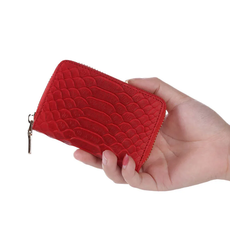 

Fashion women credit card holder genuine leather serpentine lady small card wallet organizer card case