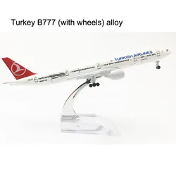 Aeronave de brinquedo artesanal 20cm, companhias aéreas turcas boinas modelo peru 16cm b777 avião modelo de liga metálica fundida