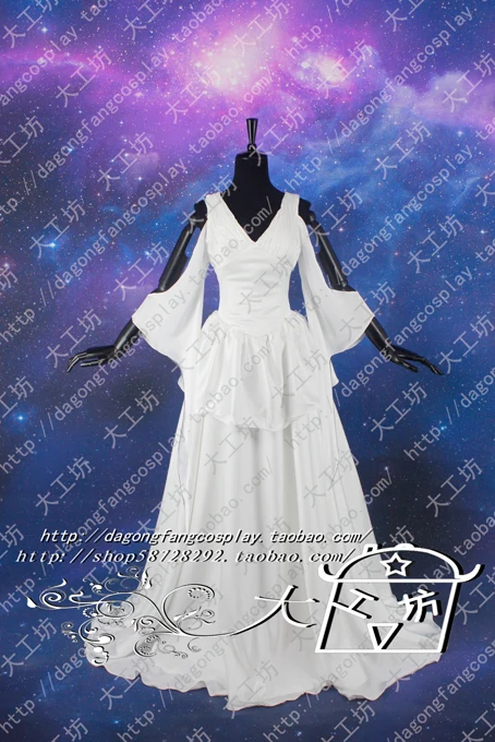 Saint Seiya The Lost Canvas Sasha(Athena) Cosplay Costume White Dress 11