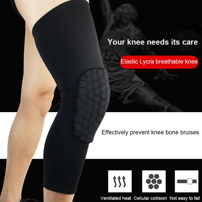 1PCS Breathable Sports Football Basketball Knee Pads Honeycomb Knee Brace Leg Sleeve Calf Compression Knee Support Protection