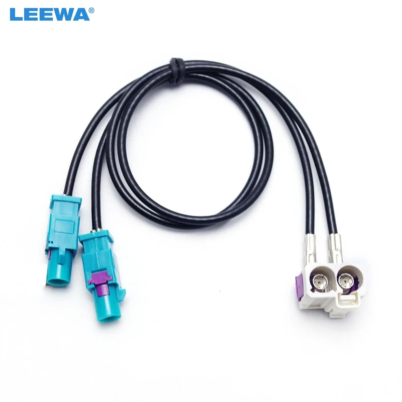 LEEWA 5X OEM 2Female To 2Male FAKRA II Radio Antenna Adapter For VW Jetta/Golf MK5/MK6/Passat B6/B7/Tiguan RNS510/RCD510/310