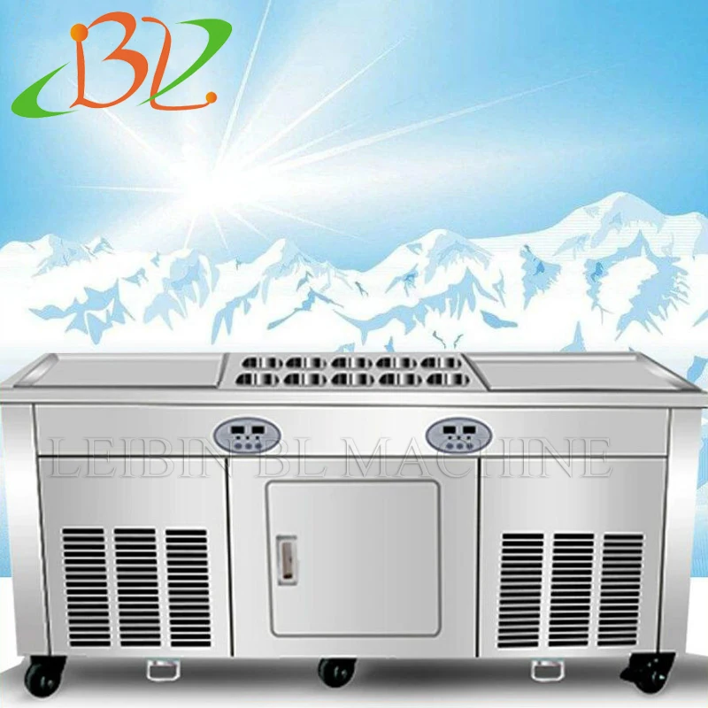 2020 New Style -30 C Degree Double Pan roll Cold Plate Fried Ice Cream Machine