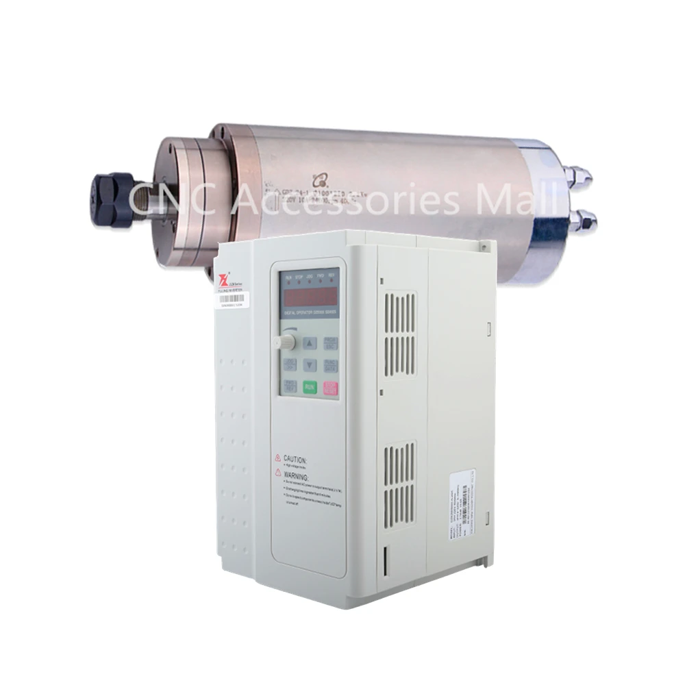 GDZ-24-1 3.2kw ER20 D100mm AC220V/AC380V water cooled spindle motor for cnc engraving machine & 3.7kw VFD Inverter