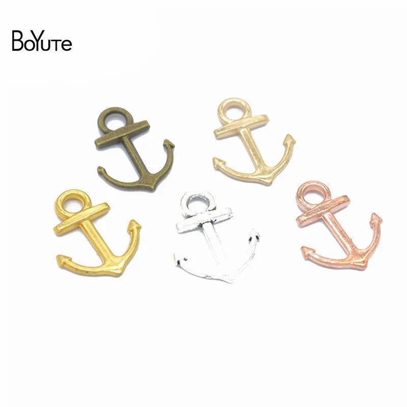 BoYuTe (100 Pieces/Lot) 6 Colors 18*14MM Metal Alloy Sea Anchor Pendant Charms Diy Jewelry Accessories