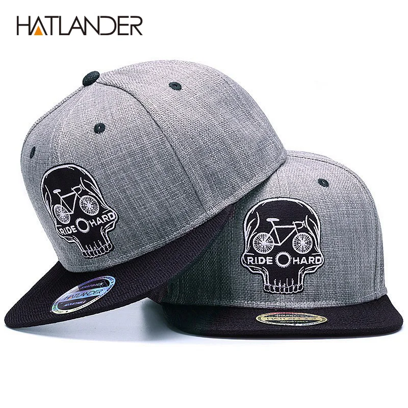 HATLANDER Original Baseball cap men snapback cap brand embroidery SKULL cool hip hop cap 6 panel bone linen Skeleton sports hats