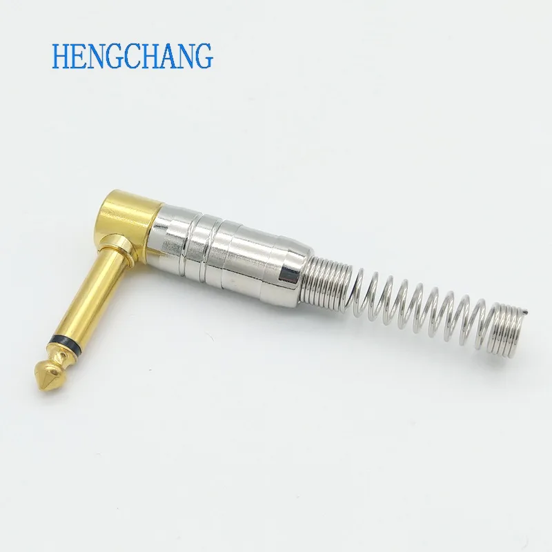 1pcs Gold plated Right Angle 6.35mm Male Mono Phone Plug Guitar Audio Connector 1/4 Jack Microphone Cable Terminal