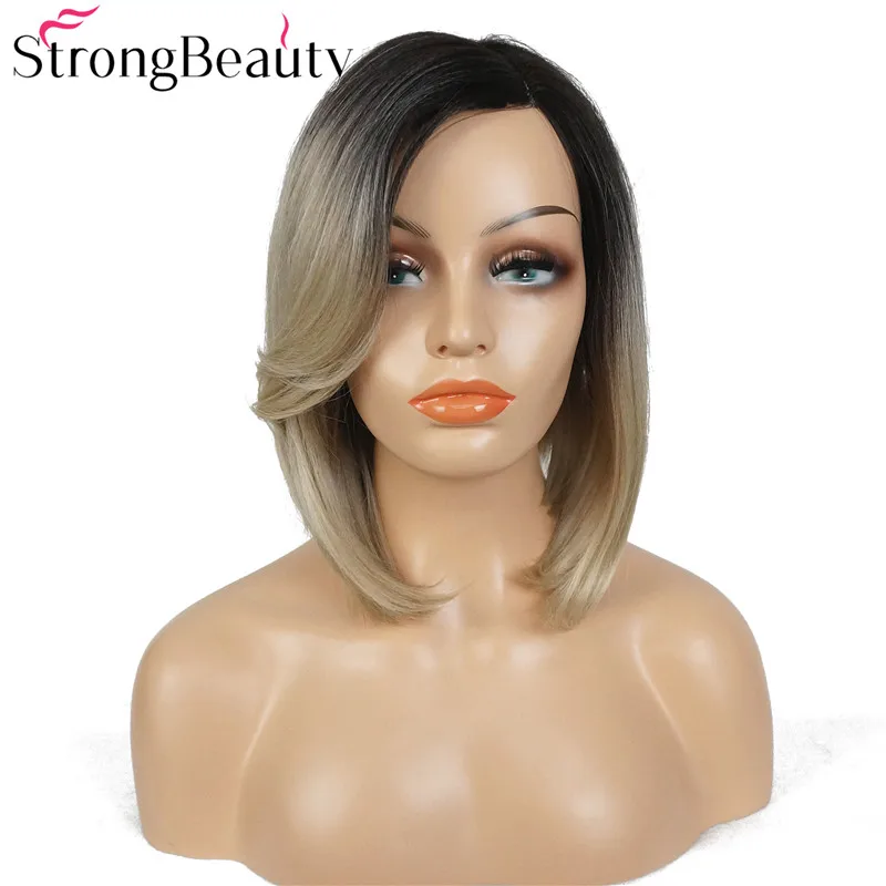 

StrongBeauty боб парик Синтетический прямой Омбре средней длины парики