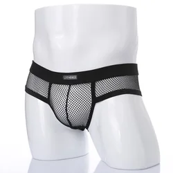 CLEVER-MENMODE Men Sexy Underwear U Bulge Mesh Sheer Low Rise Briefs Sexy Transparent Lingerie Male Mesh Underpants Panties