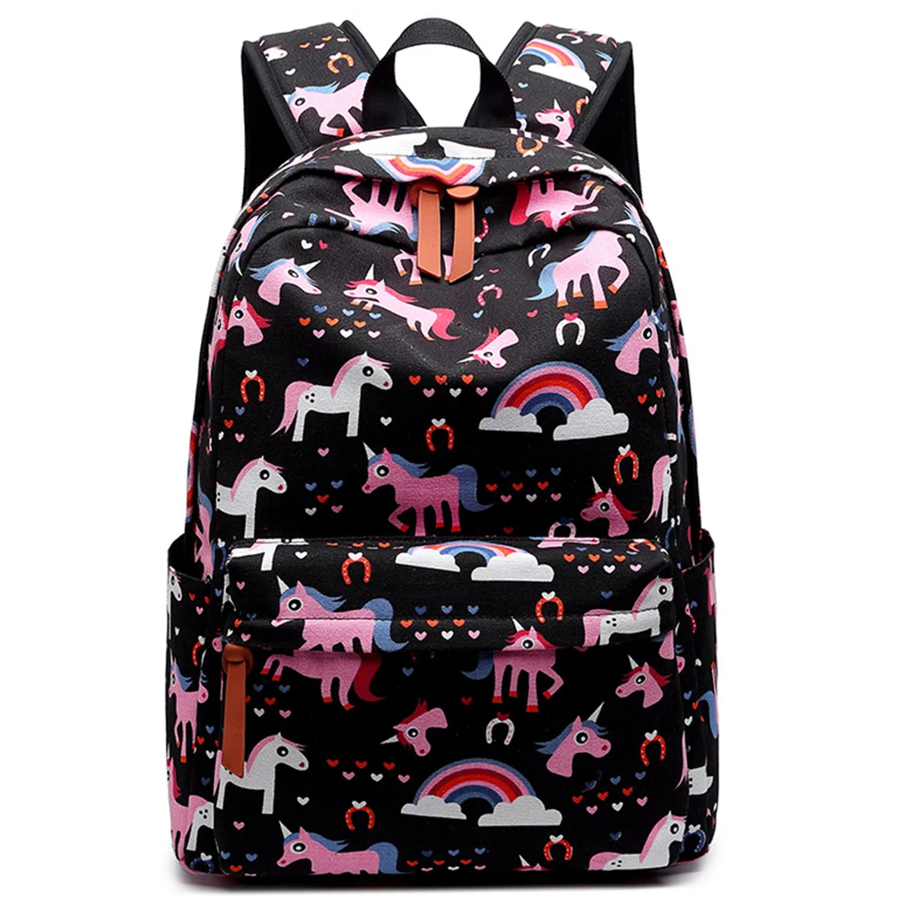 Cute Canvas Women Backpack Kawaii Flamingos Animal Pattern Printing Girls Bookbags College Daily Mochila