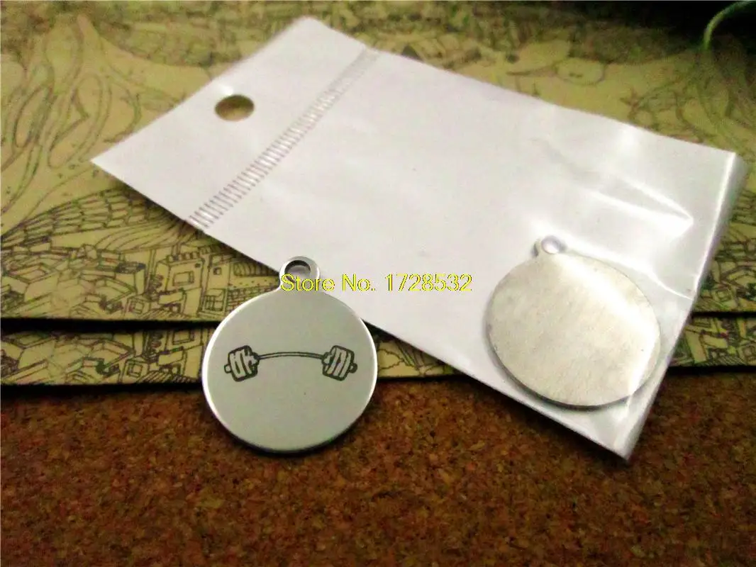 

20pcs--20mm stainless steel circle round " barbell"one side DIY Charms Pendants