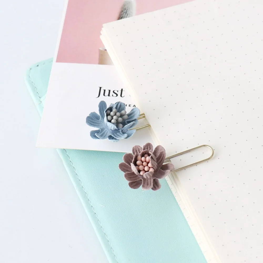 TUTU 6pcs/box flower Paper Clips De Papel Notes DIY Bookmark Metal Binder Clips Fish Clips Notes Letter Paper Clips H0255