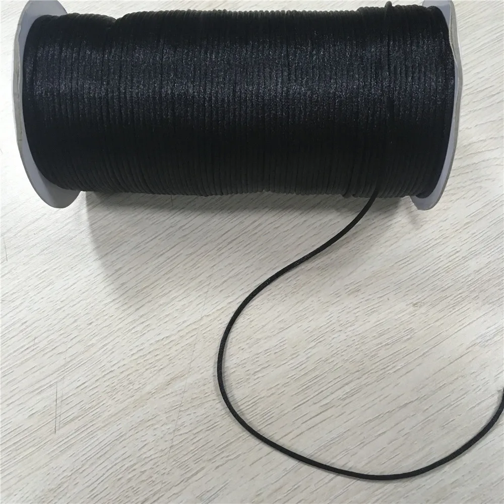 2mm 20m/lot Black Rattail Satin Cord Chinese Knot Braided String Jewelry Findings Beading Rope R900