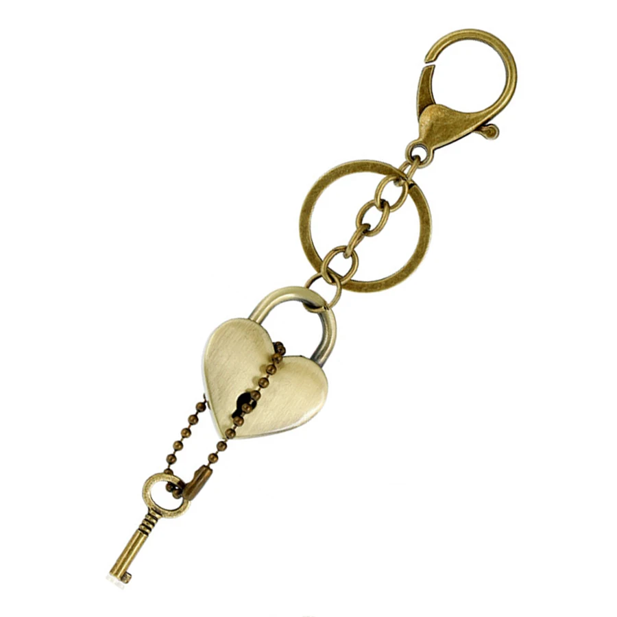 Bronze Plated Key&Lock Style Couple Keychain Bag Keyfobs Llaveros Charm Car Key Chain Holder Novelty Jewelry Lovers Gift FY067