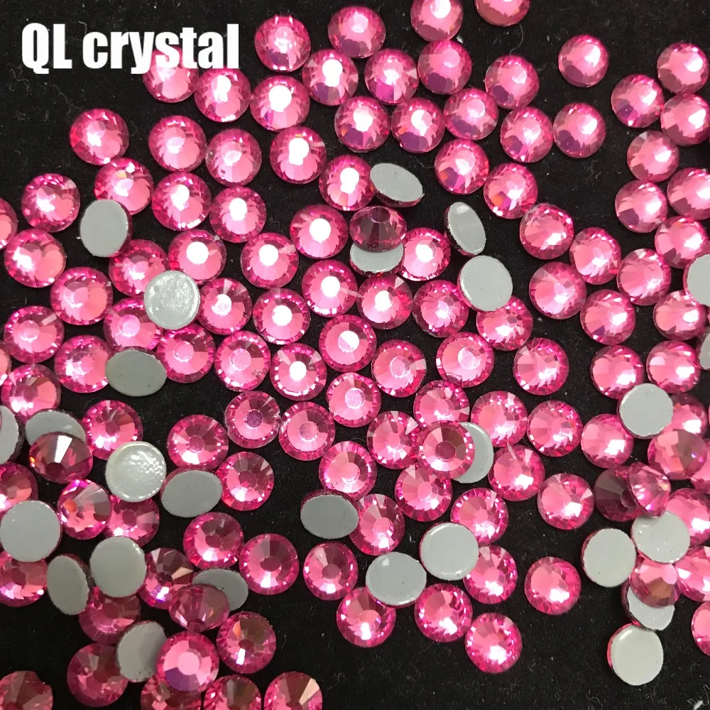 

pink Glitter Flatback Glass Crystal DMC Hotfix rhinestone For Gymnastics dancing wedding Clothes Shoes 3D Nail Decoration