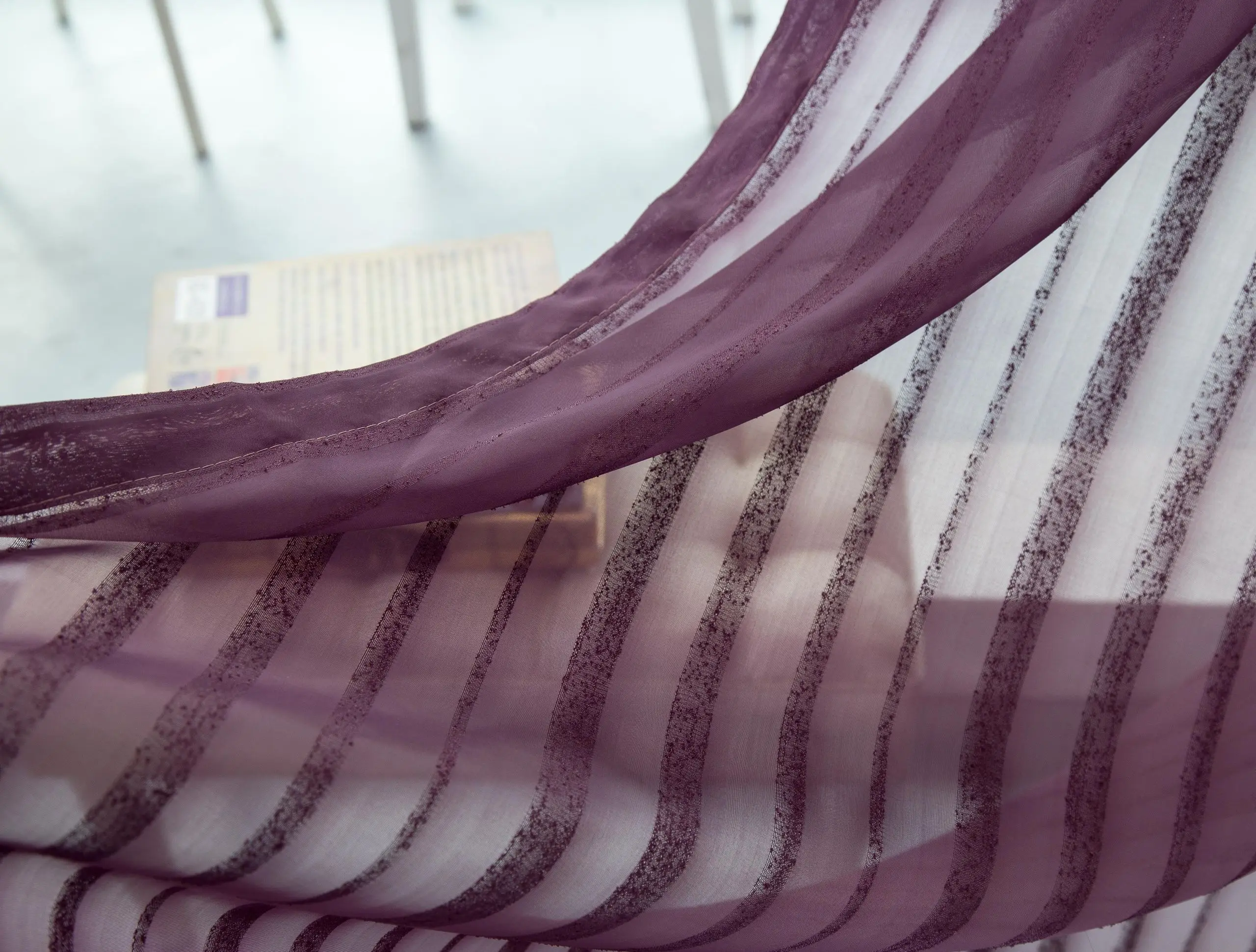 

Decorative White Grey Linen Striped Home Sheer Window Curtains Tulle for Living Room Bedroom Rod Pocket Grommet Top