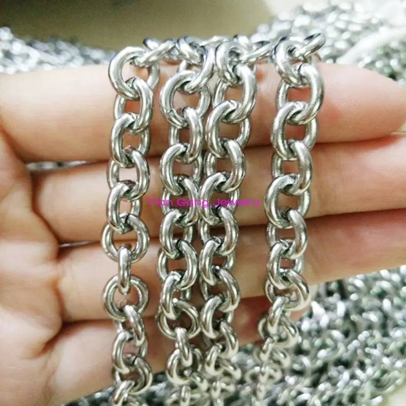 5m/Lot Hot Sale Silver Color 316L Stainless Steel 7.8mm O Chain Factory Finding /Marking Chain DIY Jewelry