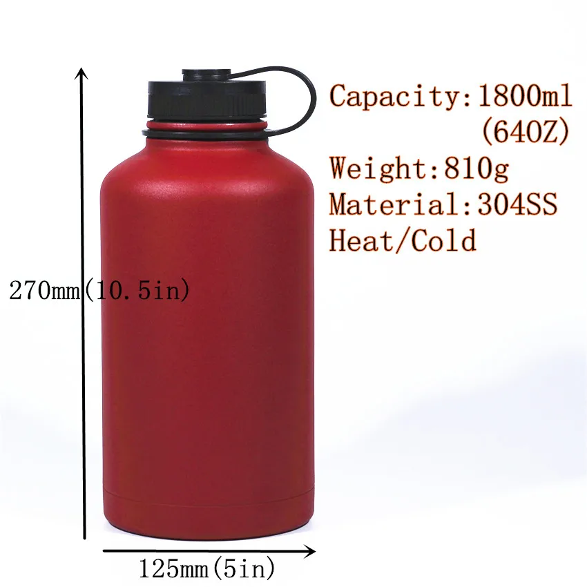 64OZ Vacuum Flask Cold Insulated Kettle Water Bottle Beer Growler Big bpa free Thermos Bottle bpa free can you swig it?