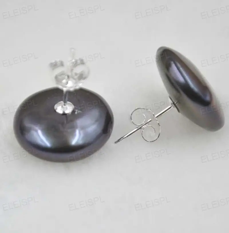 

14-15mm coin freshwater pearl stud earring s925arl