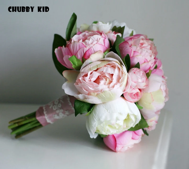 Brand new Artificial peony flowers wedding Bridal bouquet Pink color Romantic Wedding bouquet ramo de boda de mariage da sposa